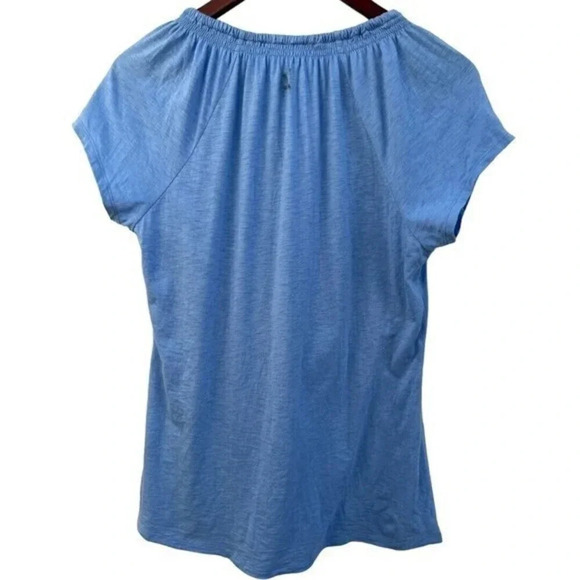 LL Bean Women's Size Small Tee Short Sleeves Split Neck with Drawstring Blue​​​‎ - Picture 5 of 6